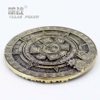 桌遊 遊戲 桌遊配件收納lwj新款合金金屬瑪雅壓牌片莊碼桌面裝飾擺放吉祥保佑勝利