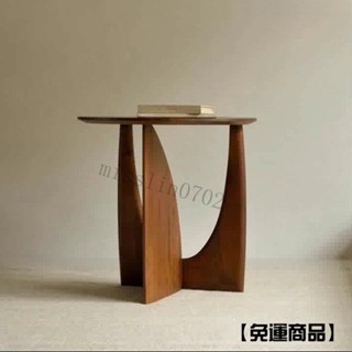 沙發桌 懶人桌 茶邊幾 床邊桌 桌邊桌 筆電桌 床頭櫃 北歐圓形實木邊幾幾何設計師角幾黑色簡約茶幾沙發邊桌臥室床00