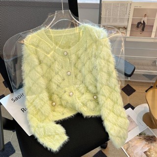 SY小香風上衣短款毛衣外套女秋冬新款法式重工慵懶風軟糯長袖針織開衫上衣洋氣減齡上衣女