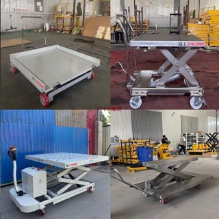 👍【訂金】手動液壓升降平臺電動手推車模具平臺車移動式升降機剪叉式平板車-宜小欣優選