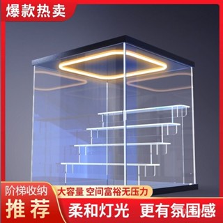 壓剋力展示櫃 手辦展示櫃 公仔盒 泡泡瑪特盲盒展示 公仔展示盒手辦收納盒 泡泡瑪特 燈光陳列架 手辦模型展示 防塵櫃