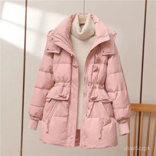臺灣髮貨❤高階羽絨棉衣棉服女中長版2024年新款韓版牛角扣收腰時尚加厚外套 韓版 保暖冬天外套 羽絨外套1108 7FB