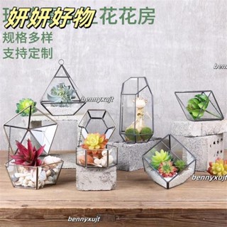 【臺灣熱賣】苔蘚生態瓶 藍瓶 玻璃罩花花房玻璃花房多肉花盆幾何創意玻璃裝飾禮物擺件PSK