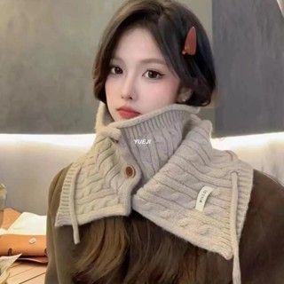 臺灣出貨✨ 圍脖 圍巾 披肩 防風圍巾 韓系圍巾 保暖 紐扣圍脖帽子兩用女冬季圍巾韓版防寒脖套高階感保暖護頸針織披肩