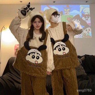【熱銷】蠟筆小新情侶睡衣男冬季加厚加絨珊瑚絨家居服法蘭絨 居家服 珊瑚絨 珊瑚絨睡衣 睡衣 家居服 男生睡衣 法蘭絨睡衣