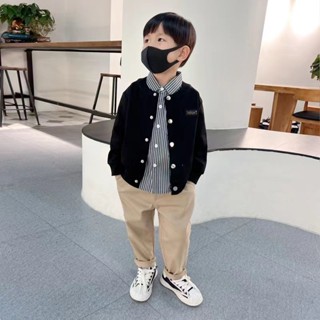 秋季上新 男童套裝 小童套裝 韓式風格 帥氣 男童套裝春秋外套長袖襯衫2024秋款新款寶寶褲子三件套休閒時髦潮