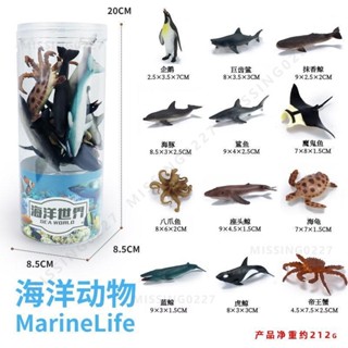 【動物模型】模擬動物模型 實心海洋世界桶裝農場家禽套裝 塑膠恐龍擺件兒童玩具 早教認知禮物