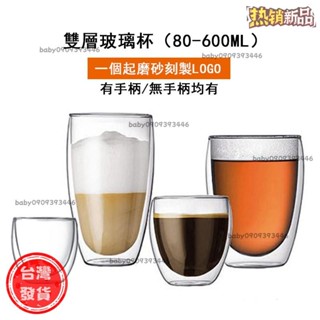 【臺灣發出】 磨砂訂製刻字LOGO 創意耐熱咖啡杯 雙層玻璃杯 家用果汁杯水杯 奶茶杯蛋形杯馬克杯咖啡杯交換禮物