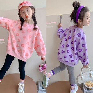 🍼小奶蓋kids🍼女童甜美滿印愛心衛衣秋裝中小童韓係可愛秋季新款外穿長袖上衣潮