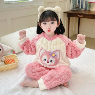 小小喬❤️兒童法蘭絨秋冬睡衣加厚保暖卡通女童珊瑚絨可愛家居服寶寶套裝潮