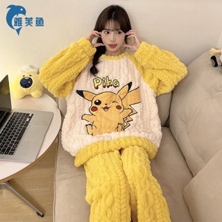 💥臺灣出貨💥秋冬季兒童睡衣法蘭絨中大童少女童家居服珊瑚絨可愛卡通寬鬆加厚 睡衣 居家服 保暖睡衣 J0AP