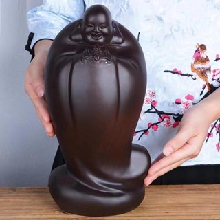 【訂金】黑檀木雕彌勒佛五福臨門實木笑佛福在眼前擺件紅木招財工藝飾品