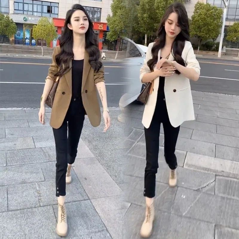 NEZ335XZITWM32NVD5NDGBG3LV8X32X2J2CIIQIJ3E746級感炸街小西服上衣配煙管牛仔褲