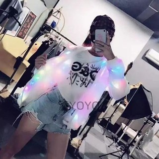 情侶蹦迪發光上衣 音樂聲控發光外套 男女同款 發光衣服 led閃光衣外套 酒吧夜店音樂節表演服 潼YOYO