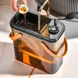 茶水桶 茶桶 茶渣桶 廢水桶 泡茶垃圾桶 茶桌儲水桶 加厚帶蓋茶水桶透明茶盤家用茶渣茶水廢水桶茶茶葉茶水分離垃圾桶