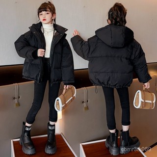 女童冬季羽絨服新款中大童女孩洋氣加厚外套白鴨絨短版麵包服 白鴨絨 保暖 麵包外套兒童 羽絨外套連帽 童裝1128 VKL