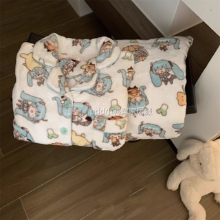 法蘭絨初音未來Miku睡衣女冬季珊瑚絨加厚加絨保暖學生家居服套裝 GXDQ