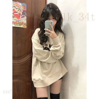 【臺灣出貨】🍋美式複古百搭無帽衛衣女寬鬆顯瘦小眾設計感ins秋季長袖上衣外穿
