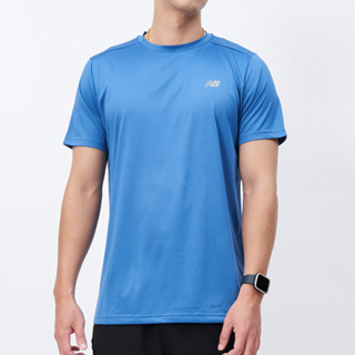 New Balance 男款 藍色 運動 休閒 圓領 輕盈 透氣 側開衩 反光 上衣 短袖 MT41222BEU