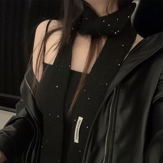 圍巾🌹CHUXINSTILL品牌辣妹風銀絲亮片長條小圍巾女 絲巾 頸飾 圍巾 飄帶 圍脖 細窄針織圍脖氛圍感