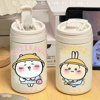 不鏽鋼保溫杯 保溫瓶🎀 烏薩奇周邊吉伊卡哇水杯不銹鋼吸管保溫杯女生可愛高顏值304新款