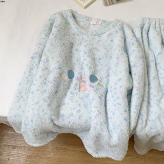 居家服 睡衣💕軟糯半邊絨睡衣女加絨加厚秋冬季新款長袖毛絨甜美少女家居服套裝