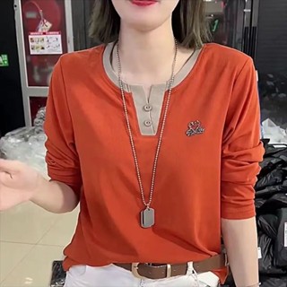 春秋季新款打底衫女裝天鵝鑲鑽V領長袖T恤時尚減齡遮肚顯瘦上衣秋天女裝