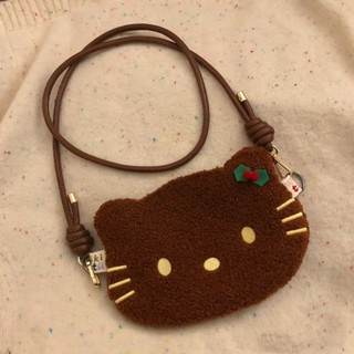 斜挎包🎀 秋冬高顏值Kitty可愛復古斜挎收納毛絨絨包零錢包 kitty包包 側揹包女 可愛包包