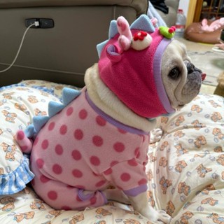 🧸限時免運🧸寵物服裝狗狗衣服冬季粉色小龍變身裝法鬥巴哥犬冬天外套保暖狗狗冬天衣服 寵物毛衣 狗狗衣服 寵物衣服