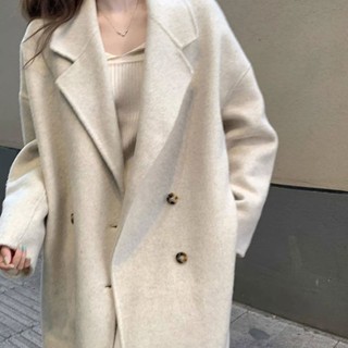 【PE】百搭 毛呢大衣女 秋冬 中長款 赫本風 高階感 可愛 韓版 氣質寬鬆 毛呢外套 風衣外套 長版外套 大衣外套
