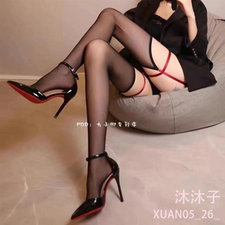 【沐沐子】尖頭涼鞋2023新款漆皮黑色超高跟細跟10cm一字扣設計感百搭女鞋子