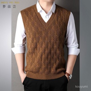 2025新款📣男士休閒V領純色羊毛衫背心秋冬新款無袖坎肩加厚保暖針織馬甲男 M2IW