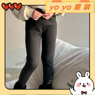 💫yoyo童裝💫100-140CM 兒童秋冬刷毛加厚刺繡兔子內搭褲 中小女童一件式絨休閒保暖長褲YY12