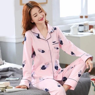 Lam💕睡衣 居家服100%高檔加肥加大碼睡衣女長袖秋季胖mm寬松ins風秋冬月子服套裝