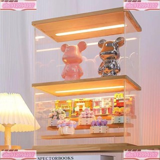 💖💖臺灣熱銷💖💖公仔展示盒 壓克力展示盒 實木 階梯展示盒 泡泡瑪特 手辦 盲盒展示架 防塵 透明 公仔收納盒