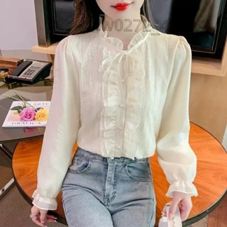 免運★木耳邊打底衫襯衫女時尚洋氣時髦2024秋冬新款氣質高階感長袖上衣