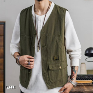 軍裝背心 無袖背心 工裝背心外套 機能風戰術背心 多口袋背心夾克 馬甲男 日系 攝影師背心ATJB14【FIZZE】