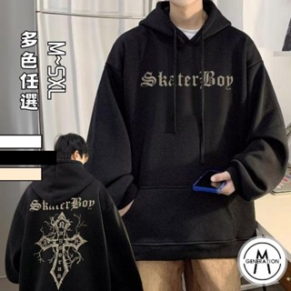 【M世代】刷毛帽T 連帽上衣 大學T 衛衣 長袖上衣 美式復古 男女情侶百搭 情侶裝 大尺碼 男裝 BHbC120