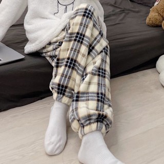 睡衣 睡褲/單件 保暖睡珊瑚絨睡褲女秋冬季加厚法蘭絨暖暖褲大碼休閒家居長褲冬款可外穿