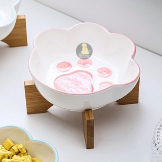 🐕汪喵優品 貓碗 貓咪碗 可愛陶瓷碗 寵物碗 貓碗 高腳淺口碗 防打翻糧食盆 狗用品 貓碗架