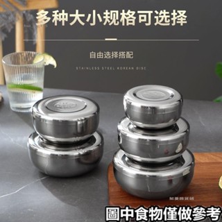 解憂🍋☂不鏽鋼碗☂ 304 不鏽鋼 韓系 米飯碗 單層 帶蓋 韓國料理 泡菜碗 圓形小碗食品 留樣盒