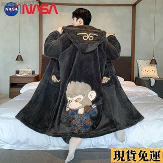 🌸臺灣限時低價🌸 NASA秋冬季男士睡衣2024新款珊瑚絨加絨加厚法蘭絨浴袍睡袍家居服