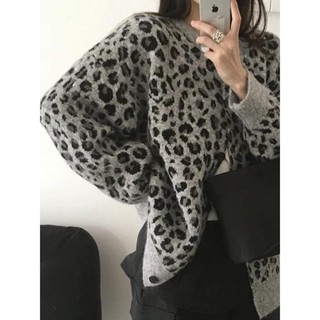 Codibook｜韓國 Wansmall 豹紋圓領落肩口袋長版外套［預購］針織外套 毛衣 女裝