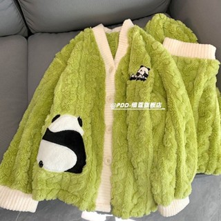 【熱賣中】秋冬睡衣 法蘭絨睡衣女秋冬季ins加厚慵懶風熊貓學生保暖珊瑚絨家居服套裝