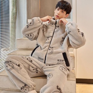 珊瑚絨睡衣男士秋冬款加絨加厚青少年冬天法蘭絨家居服冬季套裝Jsna皇后