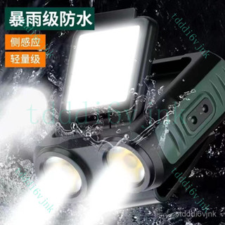 【臺灣出貨】雙筒智慧感應帽夾燈頭上戴強光頭燈遠射可充電超長續航釣魚戶外燈 帽夾燈 夾帽燈 帽沿燈 迷你強光帽夾燈夜釣露營