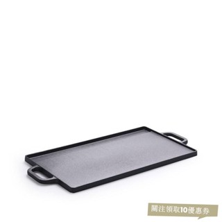臺灣出貨 鑄鐵烤盤203戶外燒烤肉煎鍋202條紋長方形加厚無塗層雙耳鑄鐵平闆