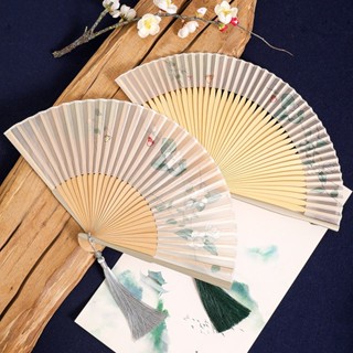 【臺灣出貨】曹米婭 摺扇 夏季 古風 夏天 漢服 旗袍 中式 扇子 兒童 折疊 舞蹈 扇 竹扇 夏季扇子 古風竹扇
