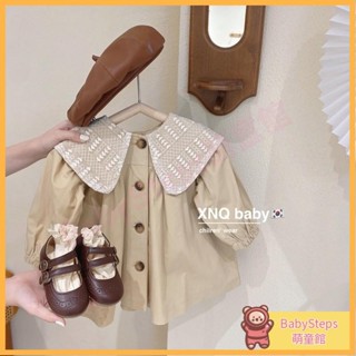 【BabySteps】韓版ins女童春秋上衣外套2024新款秋裝女寶寶風衣中長款春秋幼童風衣女孩韓版上衣