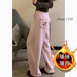 【免運】十三行爆款高品質韓係甜美減齡臘腸狗印花加絨衛褲 女 秋冬新款 鬆馳隨性 寬鬆顯瘦 休閒百搭 加厚保暖 直筒褲 潮